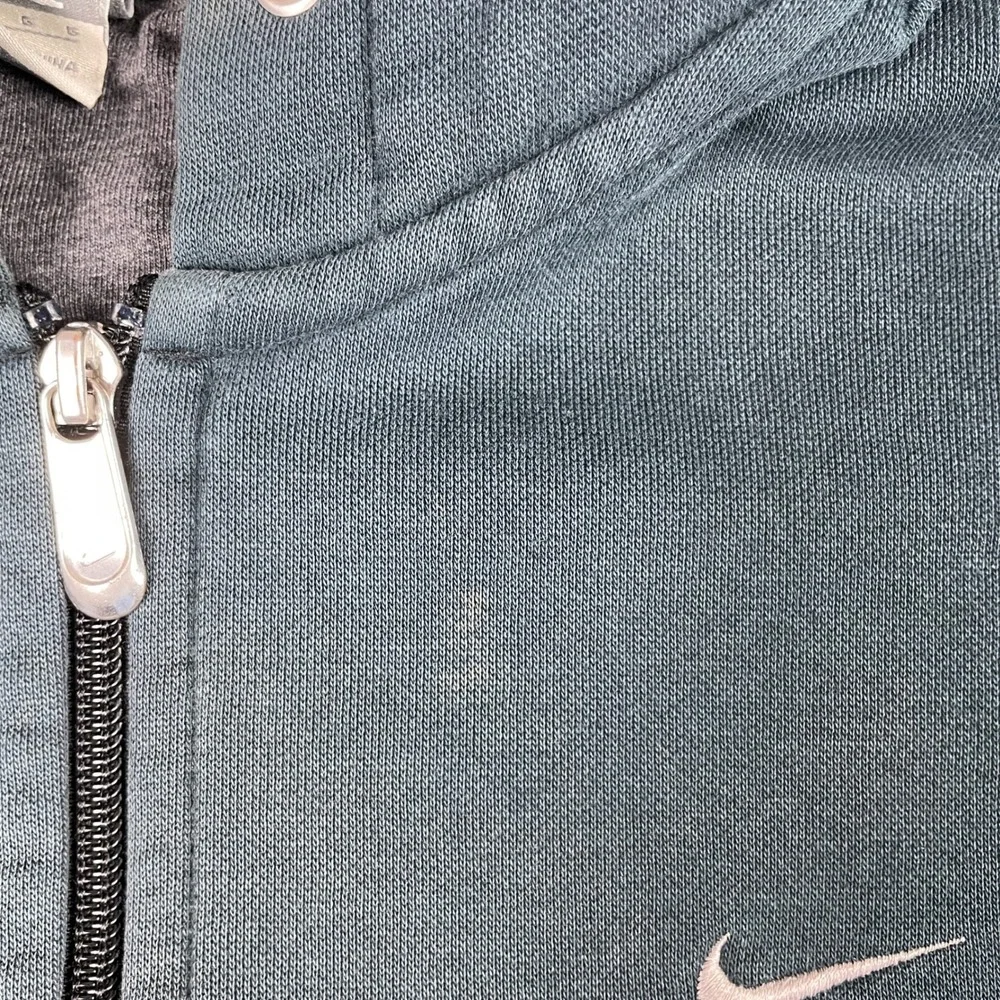 Vintage Nike Hoodie Mens Large Green Swoosh Fleece Lined Full Zip Sweatshirt